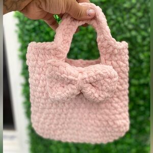 Blush Bow Velvet Handbag